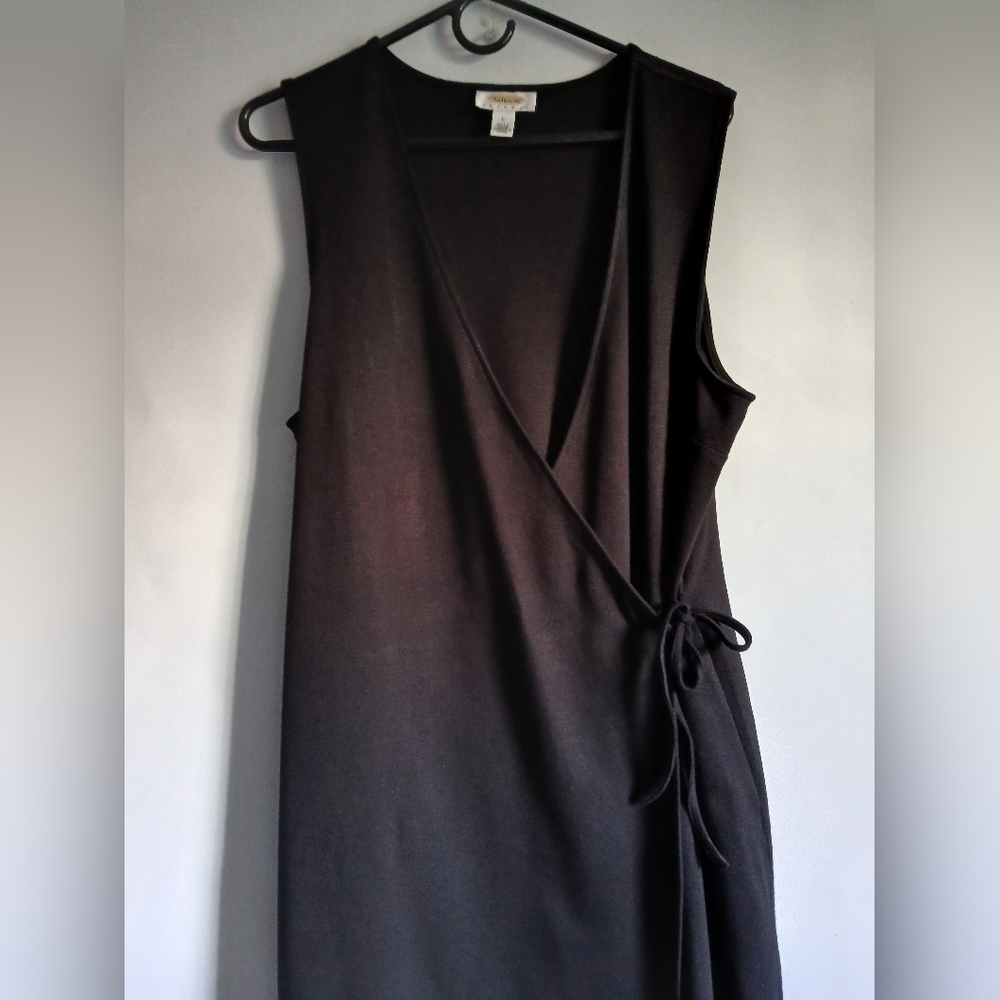 Women's Talbots Petite black rayon knit sleeveless long dress SzPL - Picture 5 of 13